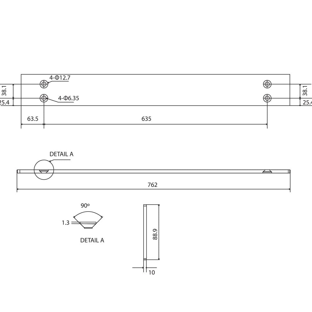 30" PRO Countertop Support Bracket, Heavy Duty, Black Finish - Diagram