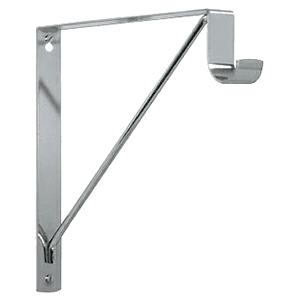 11-3/4" chrome finish rod support and shelf bracket for oval rod up to 30mm x 15mm with 14" deep shelf support