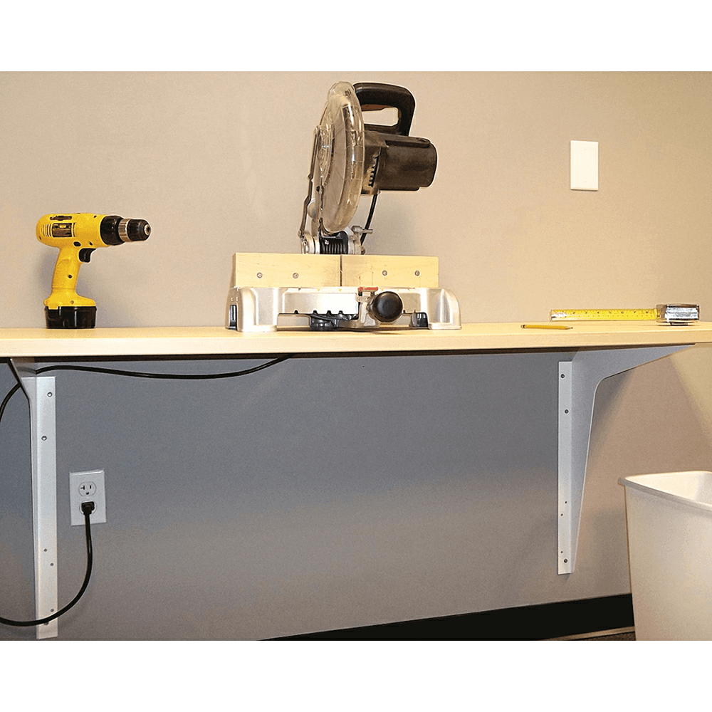 8" x 12" Heavy Duty Workstation Bracket, White Finish (1 Pair) Alt 4 - Image