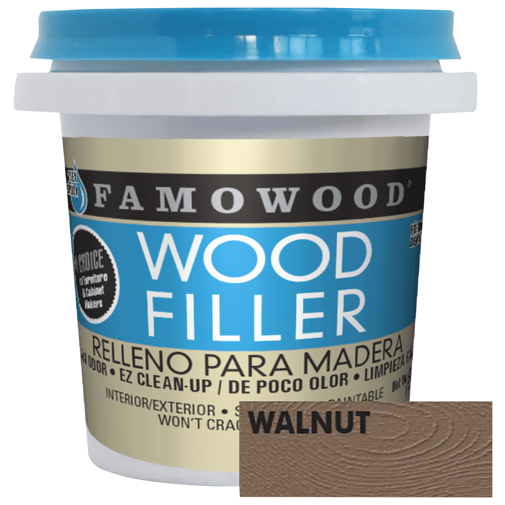 Famowood Wood Filler, Water-Based, 6 oz, Walnut - Main Image
