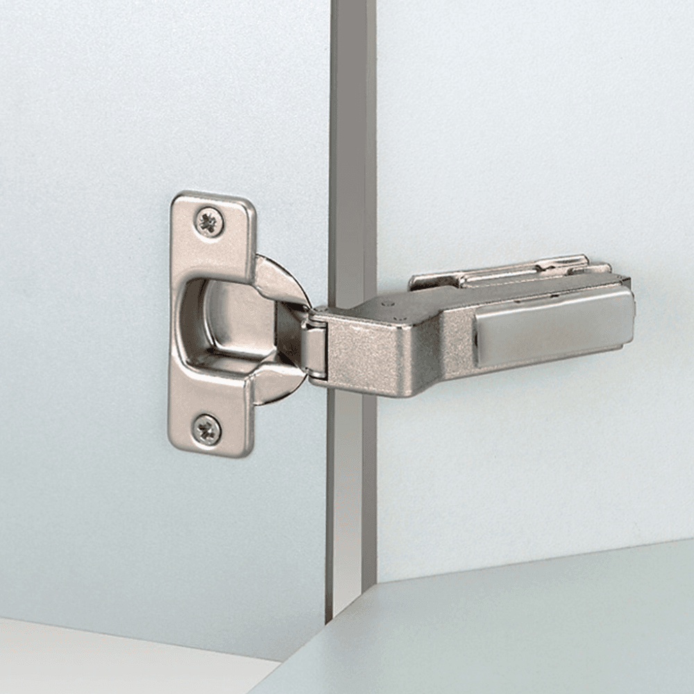 Nexis +45&#730; Angled Corner 95&#730; Opening Hinge, 45/48mm Boring Pattern, Soft-Closing, Inset, Nickel-Plated, Dowelled - Alt Image 1