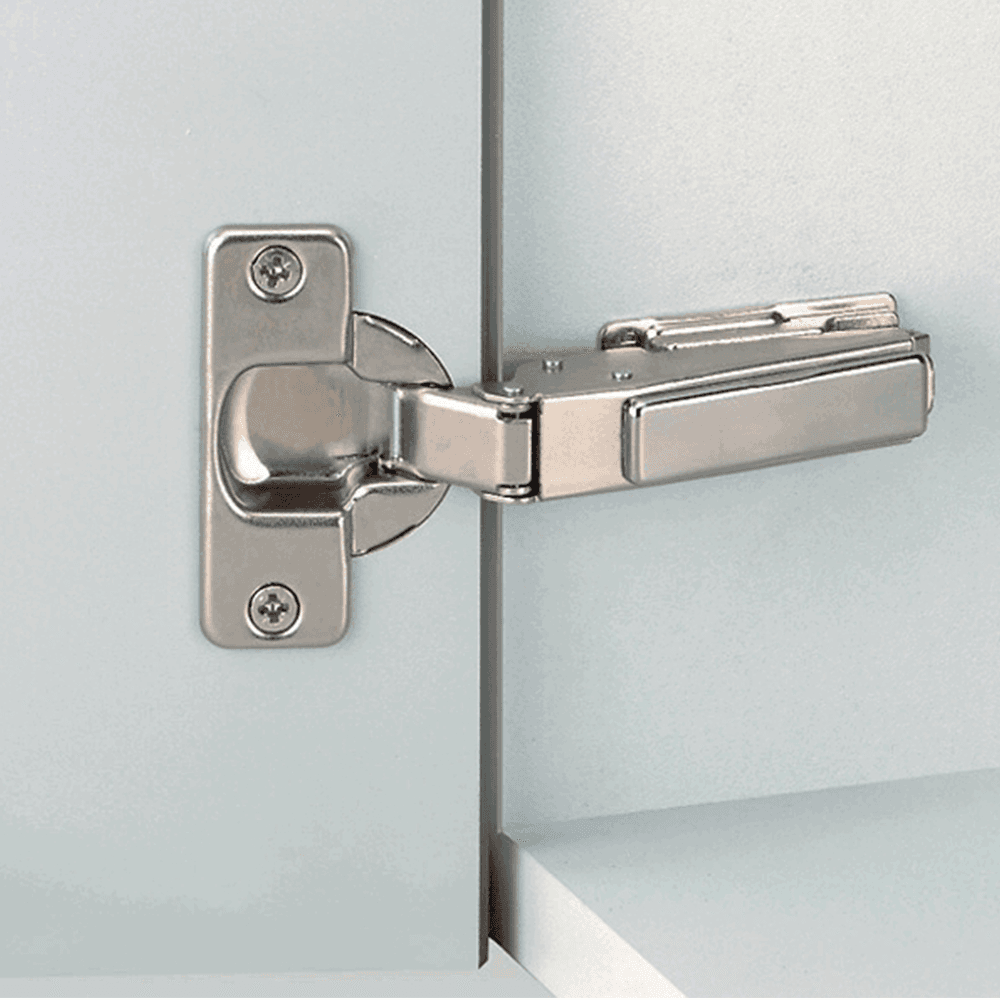 Nexis 110&#730; Opening Hinge, 45mm Bore Pattern, Soft-Closing, Half Overlay, Nickel-Plated, Dowelled - Alt Image 1