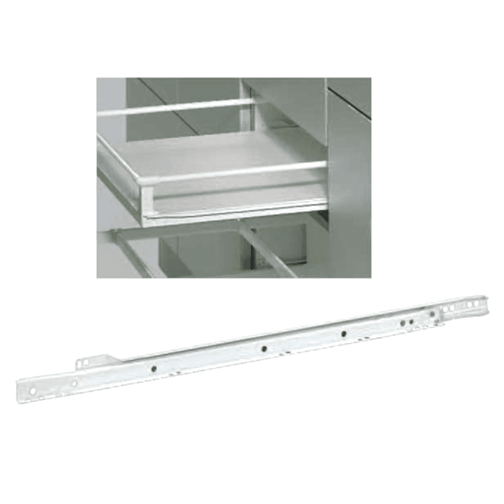 Grass Integra 1702 Euro Drawer Slide with 100lb Capacity, Self-Closing, White Epoxy, 23"