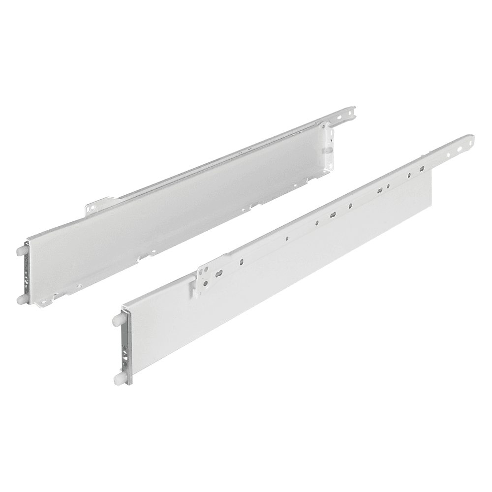 Grass Drawer Side Slide with 100lb Capacity, 3-3/8", 3/4 Extension, Self-Closing, White Epoxy