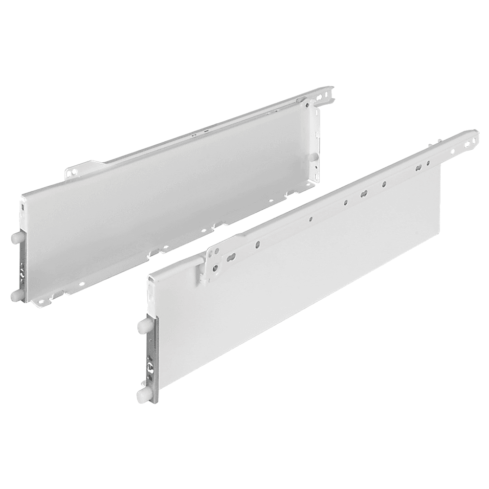 Grass Zargen 6136 Drawer Side Slide - Close-up View of White Epoxy Finish