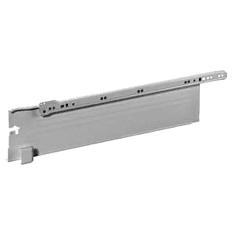 Metal Drawer System with Snap-In Bottom Mounting, Screwless Connection of Frame to Drawer Base