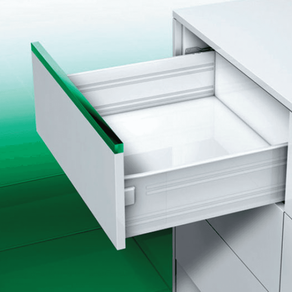 Grass Integra Quick 9013 Drawer Side Slide with 100lb Capacity, Self-Closing, White Epoxy, 16" - Front view