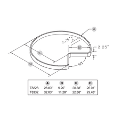 32" Kidney Single Tray Lazy Susan on Aluminum Ball-Bearing Swivel w/Detent - Alt Image 2
