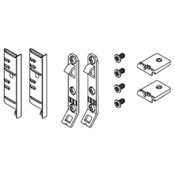 Silver Finish Accessory Set for Inset Panels - 2 Cover Caps, 2 Installation Hooks, 4 Special Screws, 2 Front-Bottom Connectors