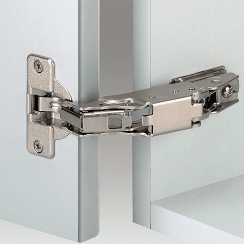 Nexis 170&#730; Opening Hinge, 45mm/48mm Bore Pattern, Self-Closing, Full Overlay, Nickel-Plated, Impresso - Alt Image 1