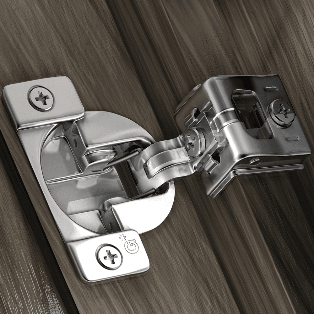 TEC 864 108&#730; Opening Side-Mount Face Frame Hinge, 45mm Boring Pattern, Self-Closing, 1/2" Overlay, Dowelled - Alt Image 1