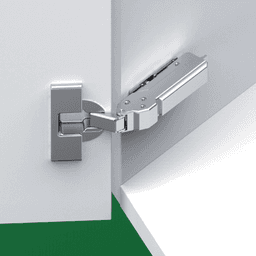 Tiomos +37˚ Angled Corner 110˚ Opening Hinge, 45mm Boring Pattern, Soft-Closing, Inset, Nickel-Plated, Impresso - Alt Image 1