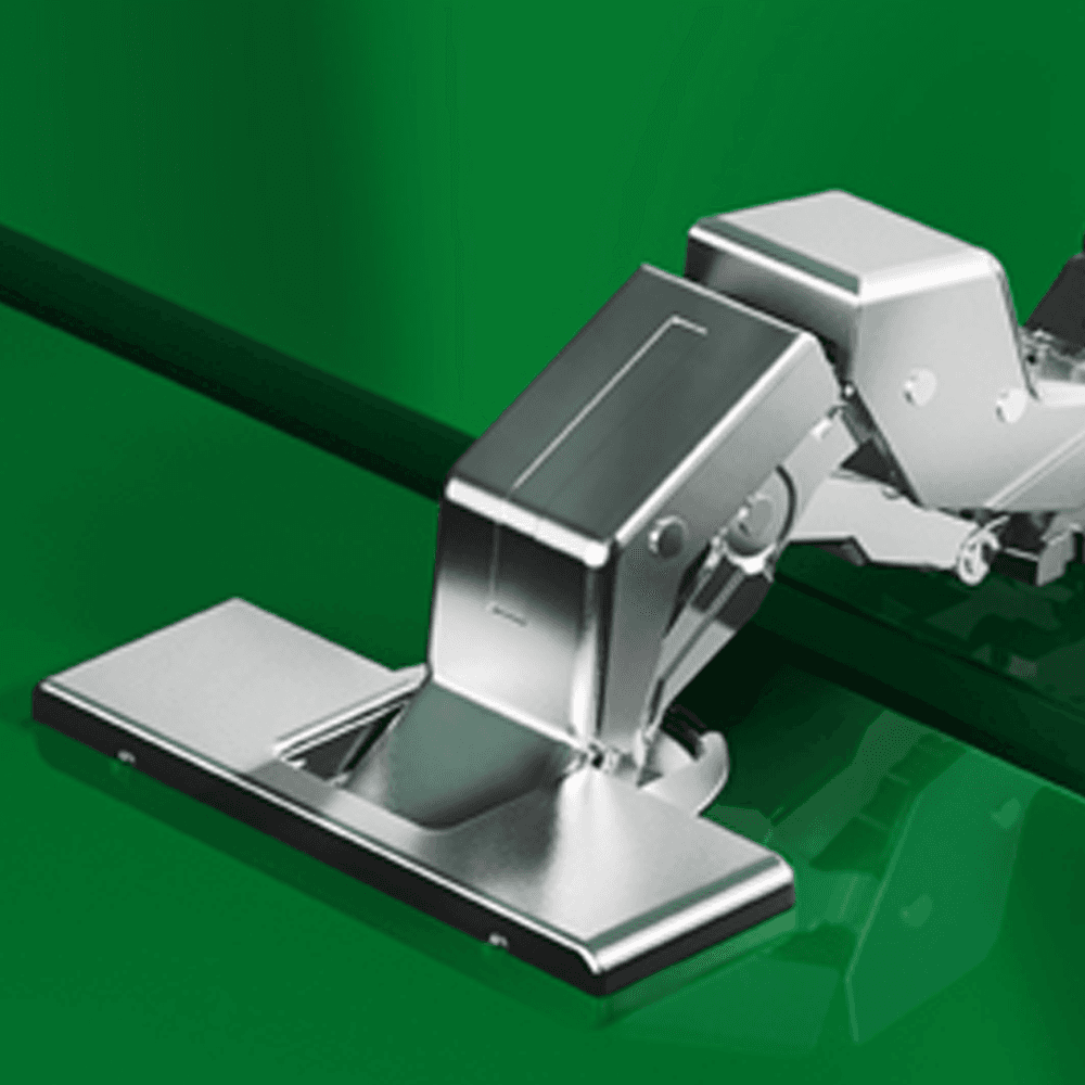 Tiomos +45˚ Angled Corner 110˚ Opening Hinge, 42/45mm Boring Pattern, Soft-Closing, Inset, Nickel-Plated, Impresso - Alt Image 1
