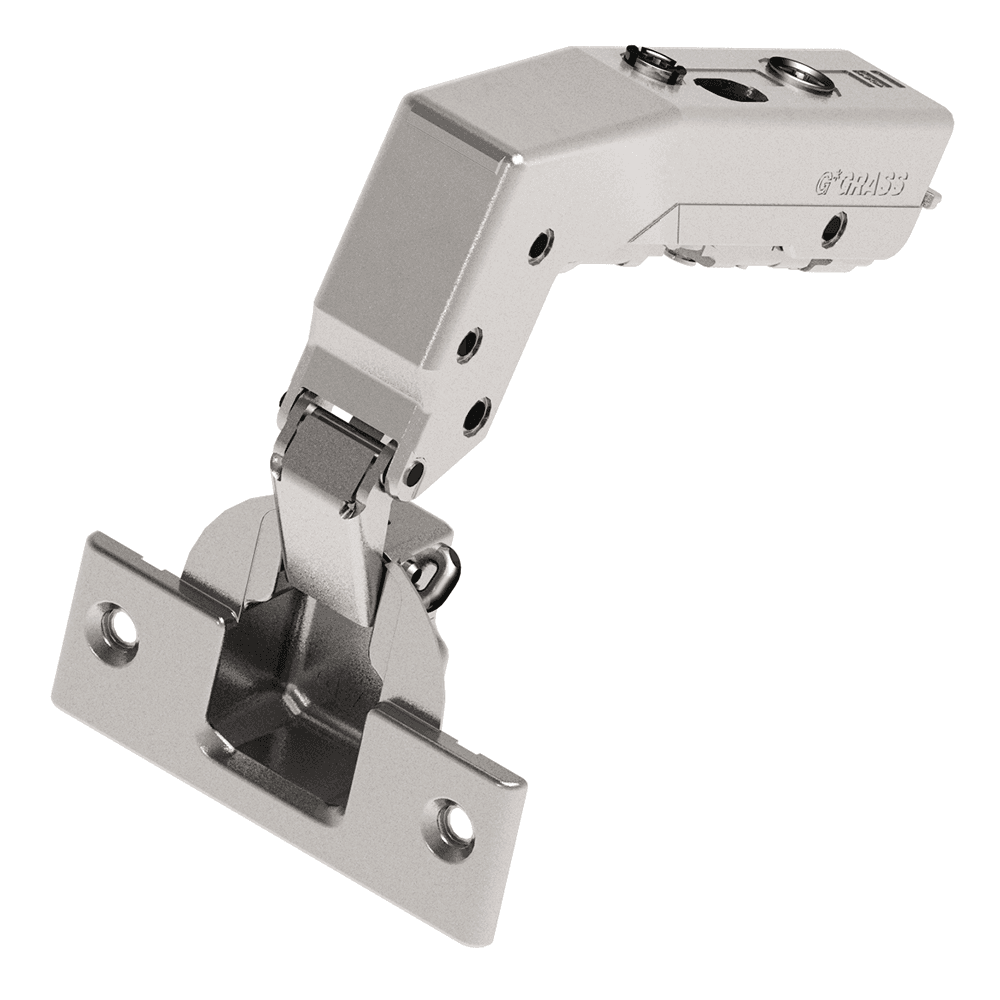 Tiomos Blind Corner 110˚ Opening Hinge, 42/45mm Bore Pattern, Soft-Closing, Overlay, Impresso - Main Image