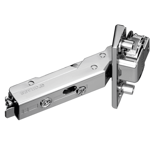Tiomos -45&#730; Angled Corner 120&#730; Opening Hinge, 42/45mm Boring Pattern, Soft-Closing, Overlay, Nickel-Plated, Impresso - Main Image
