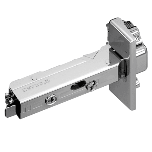 Tiomos 95˚ Opening Thick Door Hinge, 42/45mm Bore Pattern, Soft-Closing, Overlay, Nickel-Plated, Impresso - Main Image