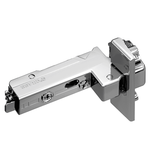 Tiomos 95&#730; Opening Thick Door Hinge, 42/45mm Bore Pattern, Soft-Closing, Inset, Nickel-Plated, Impresso - Main Image