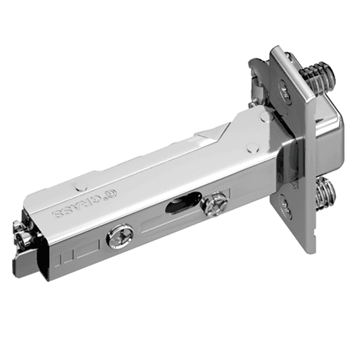 Tiomos 110&#730; Opening Hinge, 42mm Bore Pattern, Soft-Closing, Overlay, Nickel-Plated, Dowelled - Main Image