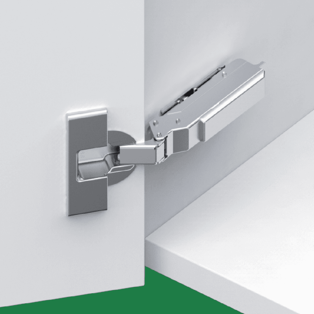 Tiomos 110&#730; Opening Hinge, 45mm Bore Pattern, Soft-Closing, Inset, Nickel-Plated, Screw-On - Alt Image 1