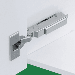 Tiomos 95&#730; Opening Thick Door Hinge, 45mm Bore Pattern, Soft-Closing, Overlay, Nickel-Plated, Dowelled - Alt Image 1