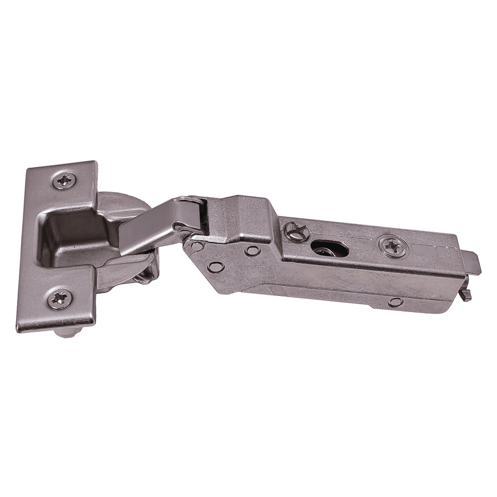 Tiomos 110&#730; Opening Hinge, 45mm Bore Pattern, Soft-Closing, Overlay, Nickel-Plated, Screw-On - Main Image