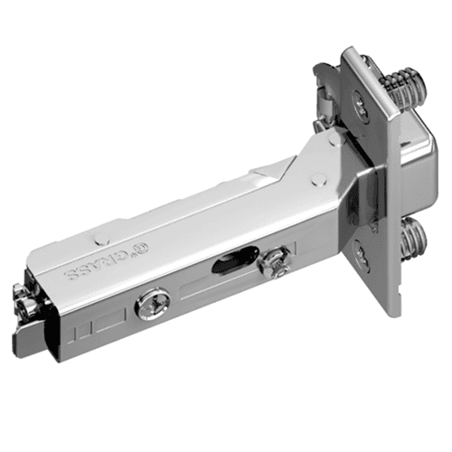Tiomos 120&#730; Opening Hinge, 45mm Bore Pattern, Soft-Closing, Full Overlay, Nickel-Plated, Dowelled - Main Image