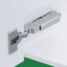 Tiomos -45&#730; Angled Corner 120&#730; Opening Hinge, 45mm Boring Pattern, Soft-Closing, Overlay, Nickel-Plated, Screw-On - Alt Image 1