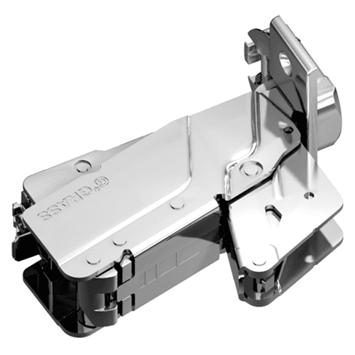 Tiomos 160&#730; Opening Hinge, 45mm Bore Pattern, Soft-Closing, Full Overlay, Nickel-Plated, Screw-On - Main Image