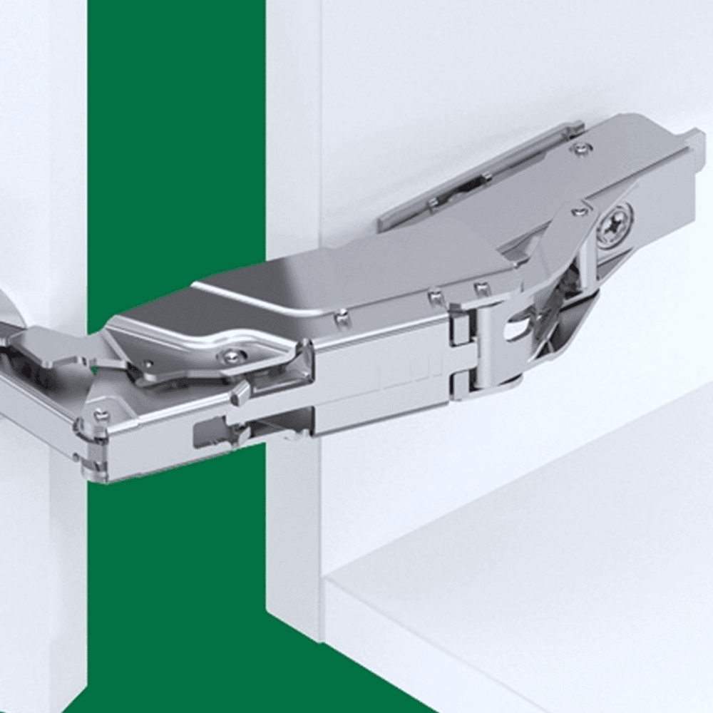 Tiomos 160&#730; Opening Hinge, 45mm Bore Pattern, Soft-Closing, Full Overlay, Nickel-Plated, Screw-On - Alt Image 1