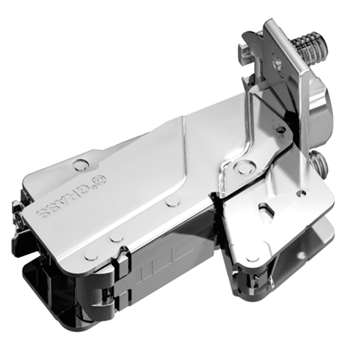 Tiomos 160&#730; Opening Hinge, 45mm Bore Pattern, Soft-Closing, Full Overlay, Nickel-Plated, Dowelled - Main Image
