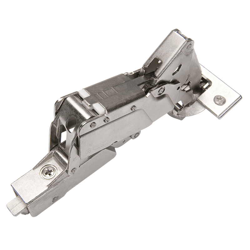 Tiomos 95&#730; Opening Thick Door Hinge, 45mm Bore Pattern, Soft Closing, Full Overlay, Nickel-Plated, Dowelled - Main Image