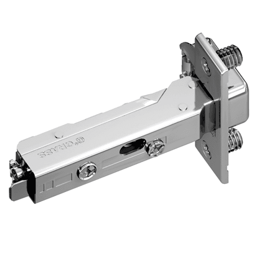 Tiomos 95&#730; Opening Thick Door Hinge, 45mm Bore Pattern, Soft-Closing, Overlay, Nickel-Plated, Dowelled - Main Image