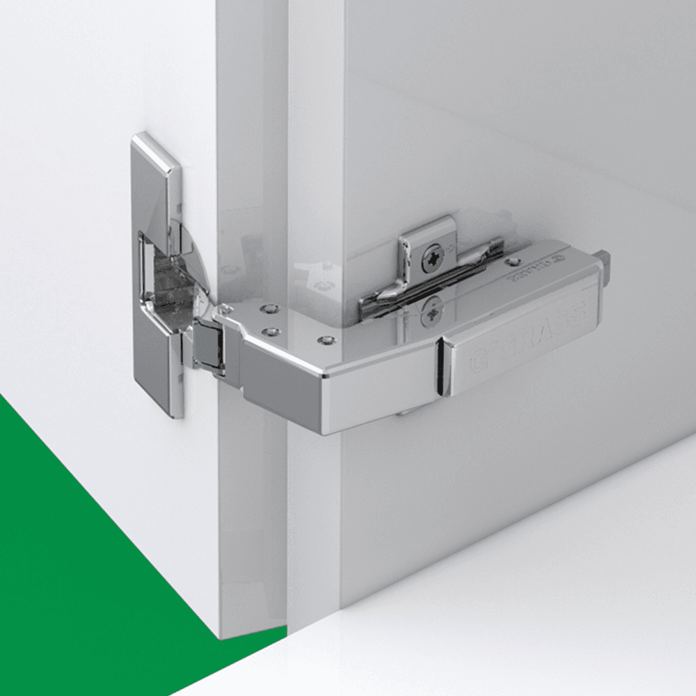 Tiomos Blind Corner 110&#730; Opening Hinge, 42/45mm Bore Pattern, Soft-Closing, Overlay, Impresso - Alt Image 1