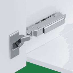 Tiomos 95&#730; Opening Thick Door Hinge, 42mm Bore Pattern, Self-Closing, Full Overlay, Nickel-Plated, Dowelled - Alt Image 1