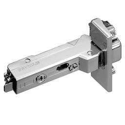 Tiomos 95˚ Opening Thick Door Hinge, 42/45mm Bore Pattern, Self-Closing, Half Overlay, Nickel-Plated, Impresso - Main Image