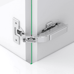 Tiomos Pie-Cut Corner 110&#730; Opening Hinge, 42mm Bore Pattern, Self-Closing, Nickel-Plated, Dowelled - Alt Image 1