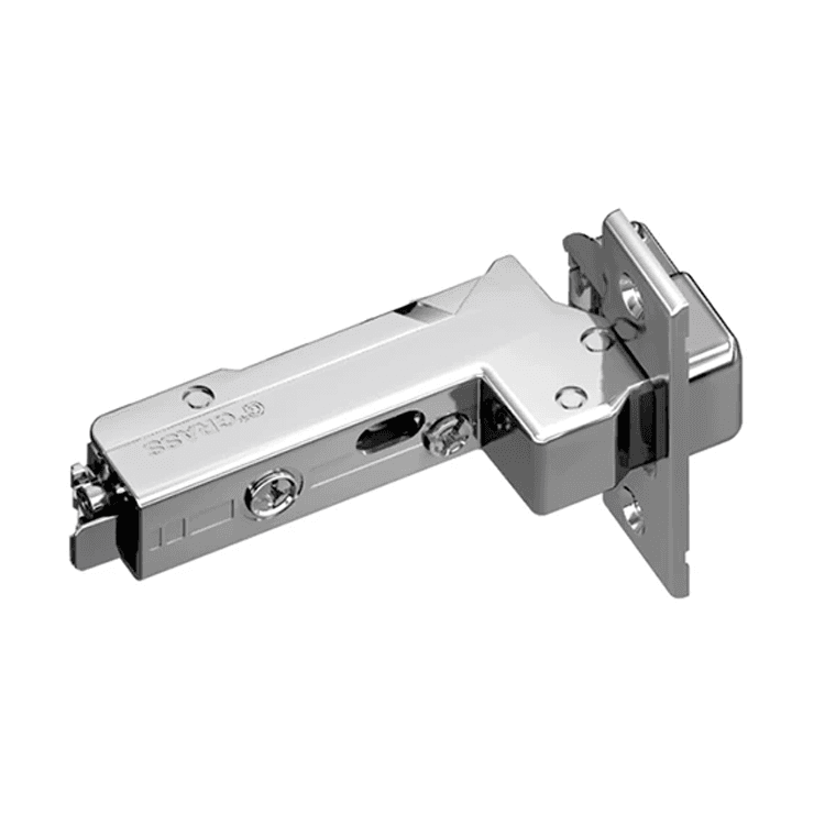 Tiomos 110° Opening Hinge, 45mm Bore Pattern, Self-Closing, Inset, Nickel-Plated, Screw-On - Main Image