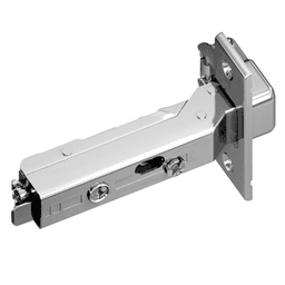 Tiomos 120&#730; Opening Hinge, 45mm Bore Pattern, Self-Closing, Full Overlay, Nickel-Plated, Screw-On - Main Image