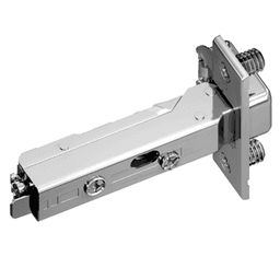 Tiomos 120&#730; Opening Hinge, 45mm Bore Pattern, Self-Closing, Overlay, Nickel-Plated, Dowelled - Main Image