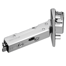Tiomos -30˚ Angled Corner 120˚ Opening Hinge, 45mm Boring Pattern, Soft-Closing, Overlay, Nickel-Plated, Screw-On - Main Image