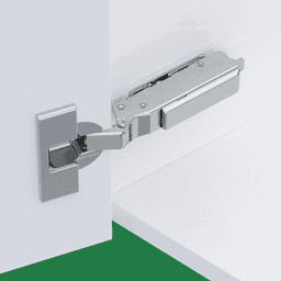 Tiomos -45˚ Angled Corner 120˚ Opening Hinge, 45mm Boring Pattern, Soft-Closing, Overlay, Nickel-Plated, Screw-On - Alt Image 1