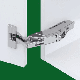 Tiomos 160&#730; Opening Hinge, 42mm Bore Pattern, Self-Closing, Overlay, Nickel-Plated, Dowelled - Alt Image 1