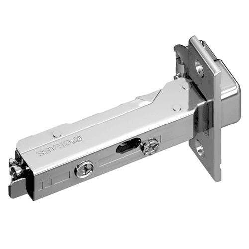 Tiomos 95&#730; Opening Thick Door Hinge, 45mm Bore Pattern, Self-Closing, Overlay, Nickel-Plated, Screw-On - Main Image