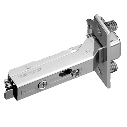 Tiomos 95&#730; Opening Thick Door Hinge, 45mm Bore Pattern, Self-Closing, Full Overlay, Nickel-Plated, Dowelled - Main Image