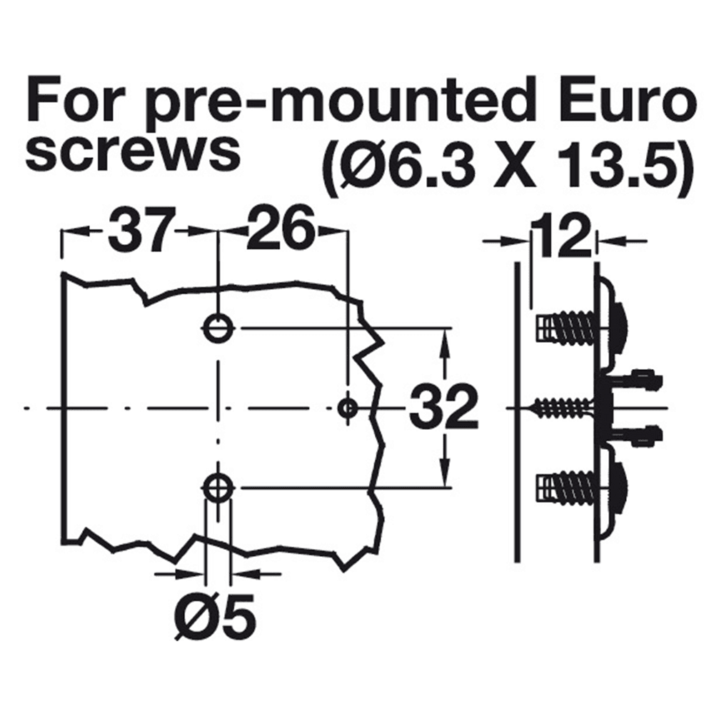 Tiomos Adjustment Wing Mounting Plate with Pre-Mounted Euro Screws, 3-Point Fixing, Nickel-Plated, Screw-On, 0mm - Alt Image 1