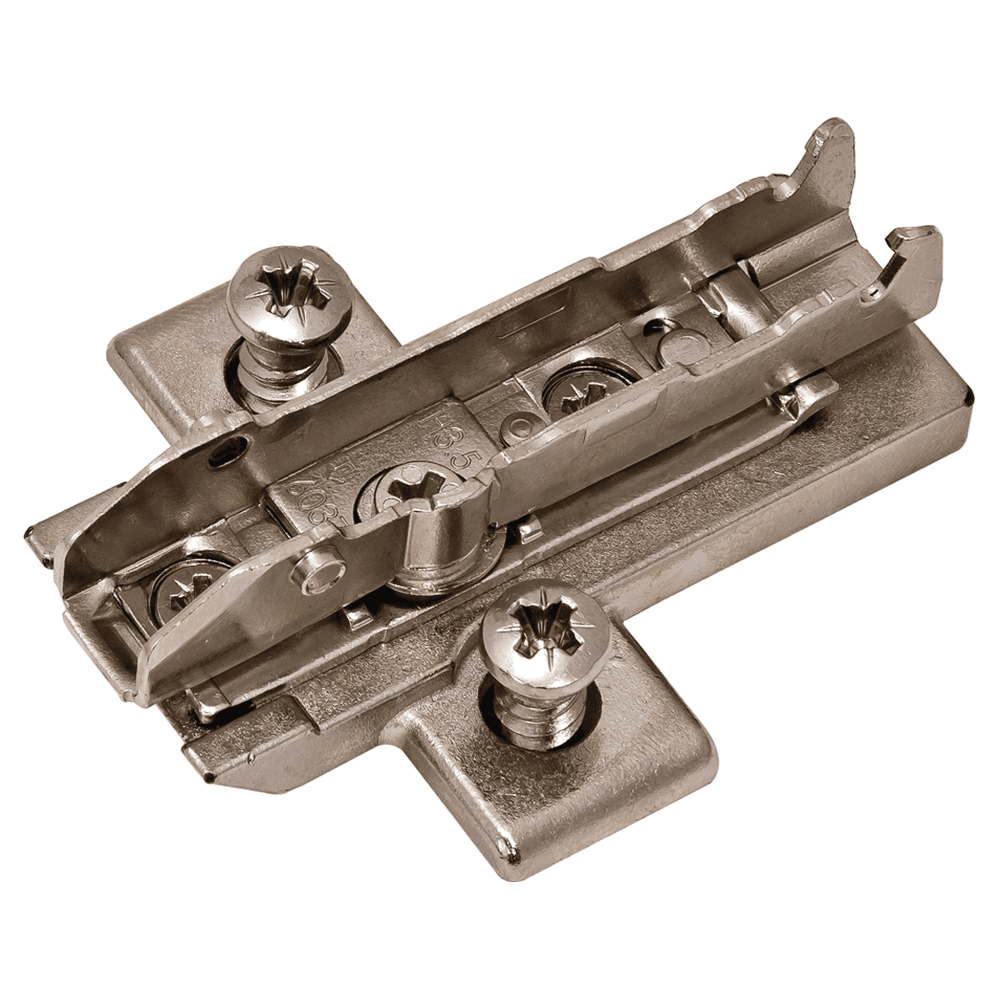 Tiomos Adjustment Wing Mounting Plate with Pre-Mounted Euro Screws, 4-Point Fixing, Nickel-Plated, Screw-On, 0mm - Alt Image 1