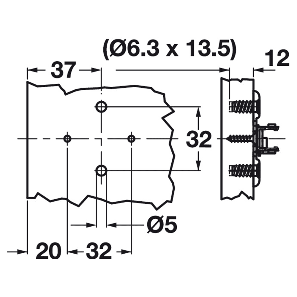 Tiomos Adjustment Wing Mounting Plate with Pre-Mounted Euro Screws, 4-Point Fixing, Nickel-Plated, Screw-On, 2mm - Alt Image 2