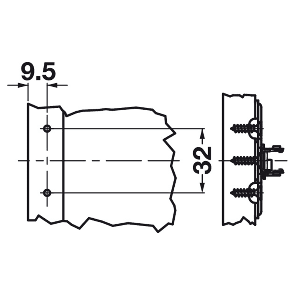 Tiomos Face Frame Mounting Plate for Wood Screws, 2-Point Fixing, Nickel-Plated, Screw-On, 1.5mm - Alt Image 1