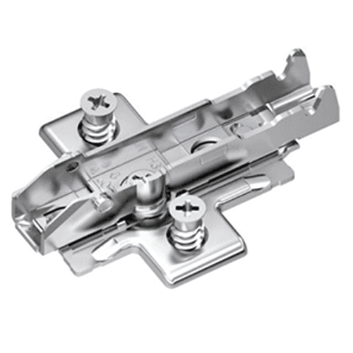 Tiomos Cam Adjustable Frameless Wing Base Plate with Pre-Mounted Euro Screws, Nickel-Plated, 2mm - Alt Image 1