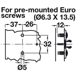 Tiomos Adjustment Wing Mounting Plate with Pre-Mounted Euro Screws, 2-Point Fixing, Nickel-Plated, Screw-On, 19mm - Alt Image 1